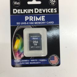 Delkin Devices Prime SD Card V60 256gb Brand New