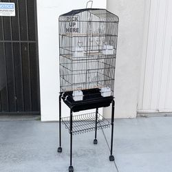 (NEW) $60 Small to Medium Bird Cage 60” Tall Parrot Parakeet Cockatiel Bird Cage 18x14x60” Rolling Stand 