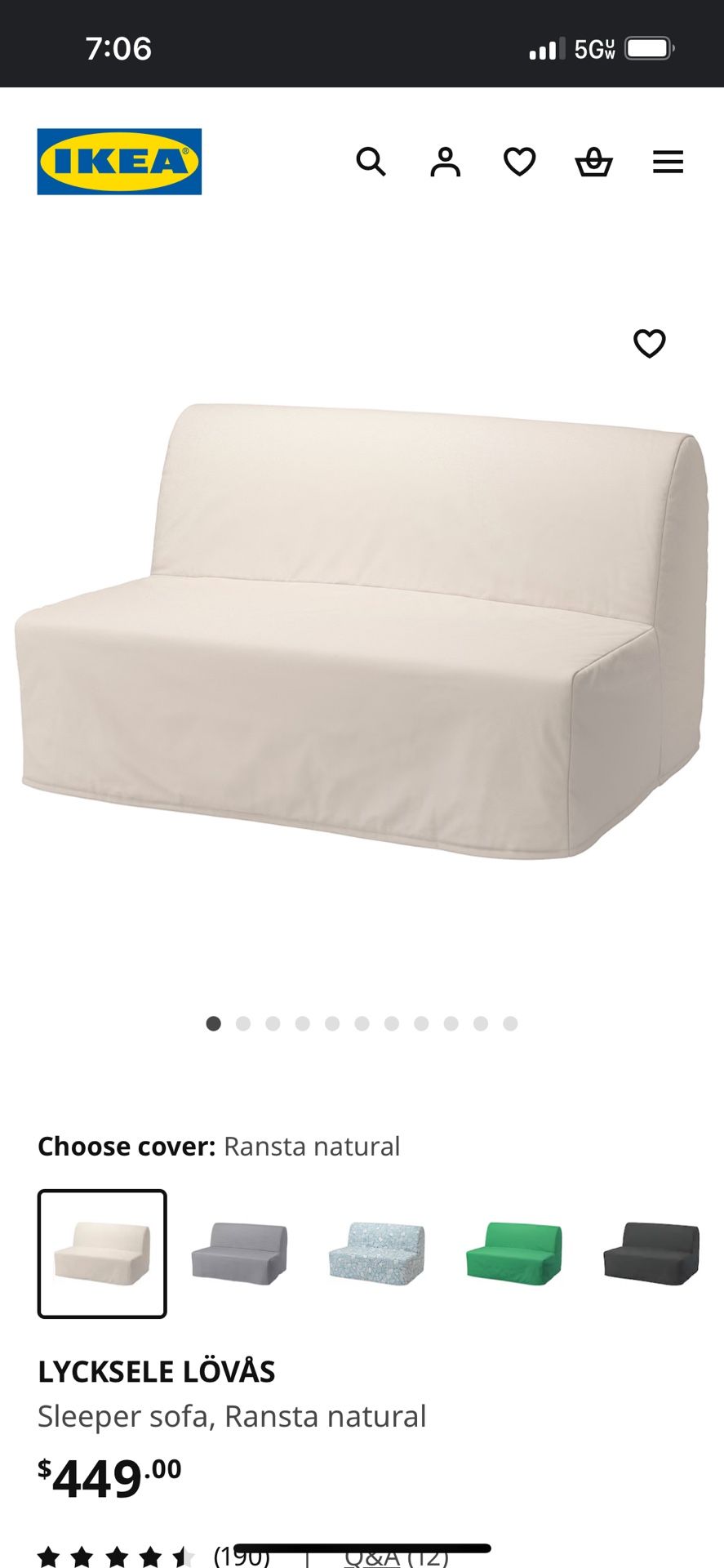 IKEA Futon Loveseat Full Lycksele Lovas