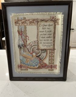 Finished Bucilla Cross Stitch Framed Walk In My Moccasins 41690 Nancy Rossi