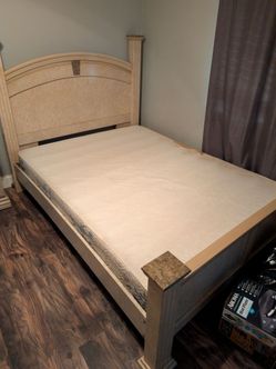 Queen Bed Frame with Nightstand and Boxsprings