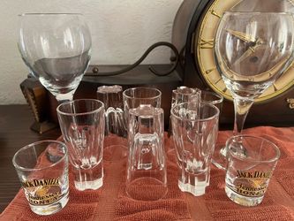 Shot glasses and wine glasses Shot glasses