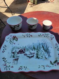 Christmas Serving Tray & cups