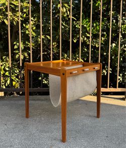 Vintage Danish Modern Mid Century Modern Teak 1960s BRDR. FURBO Magazine Rack Side Table End Table
