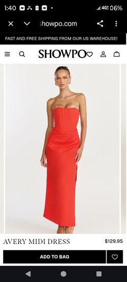 Avery Midi Dress
Strapless Draped Side Split Dress in Orange (8 US)