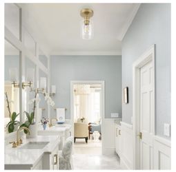 Semi Flush Mount Ceiling Light with Clear Glass Shade Brass Gold Finish