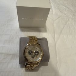 Michael Kors Lexington MK8494 Gold Chronograph Watch 44mm VG