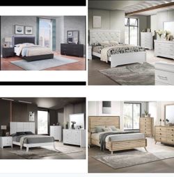 4- Pc Bedroom set Dresser,Mirror  Nightstand (1) Queen size bed frame  Not including Mattress and Box Sp