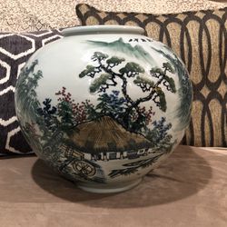 Large Korean Or Chinese Porcelain Vase Signed 