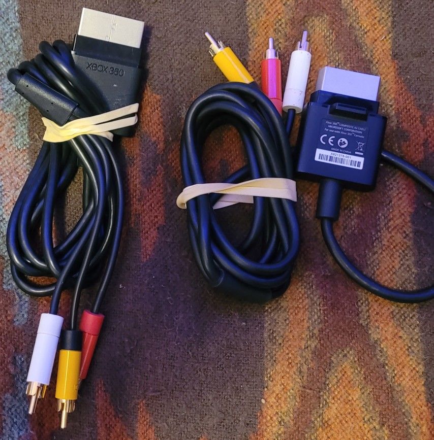 2 Xbox 360 composite AV cable cord