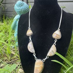 Silver Picture Jasper Necklace Southwestern Artisan Style