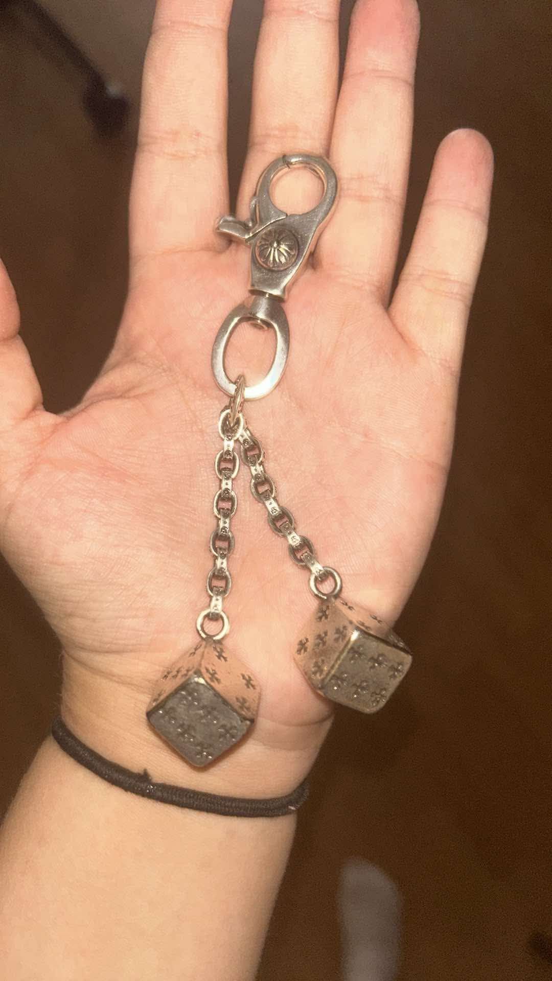 Chrome. Heart Dice Keychain