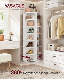 7-Tier Rotating Shoe Rack Tower, Free Standing 360 Degree Spinning Shoe Organizer, Lazy Susan Display Storage Rack, for Corners, Closets, Small Spaces