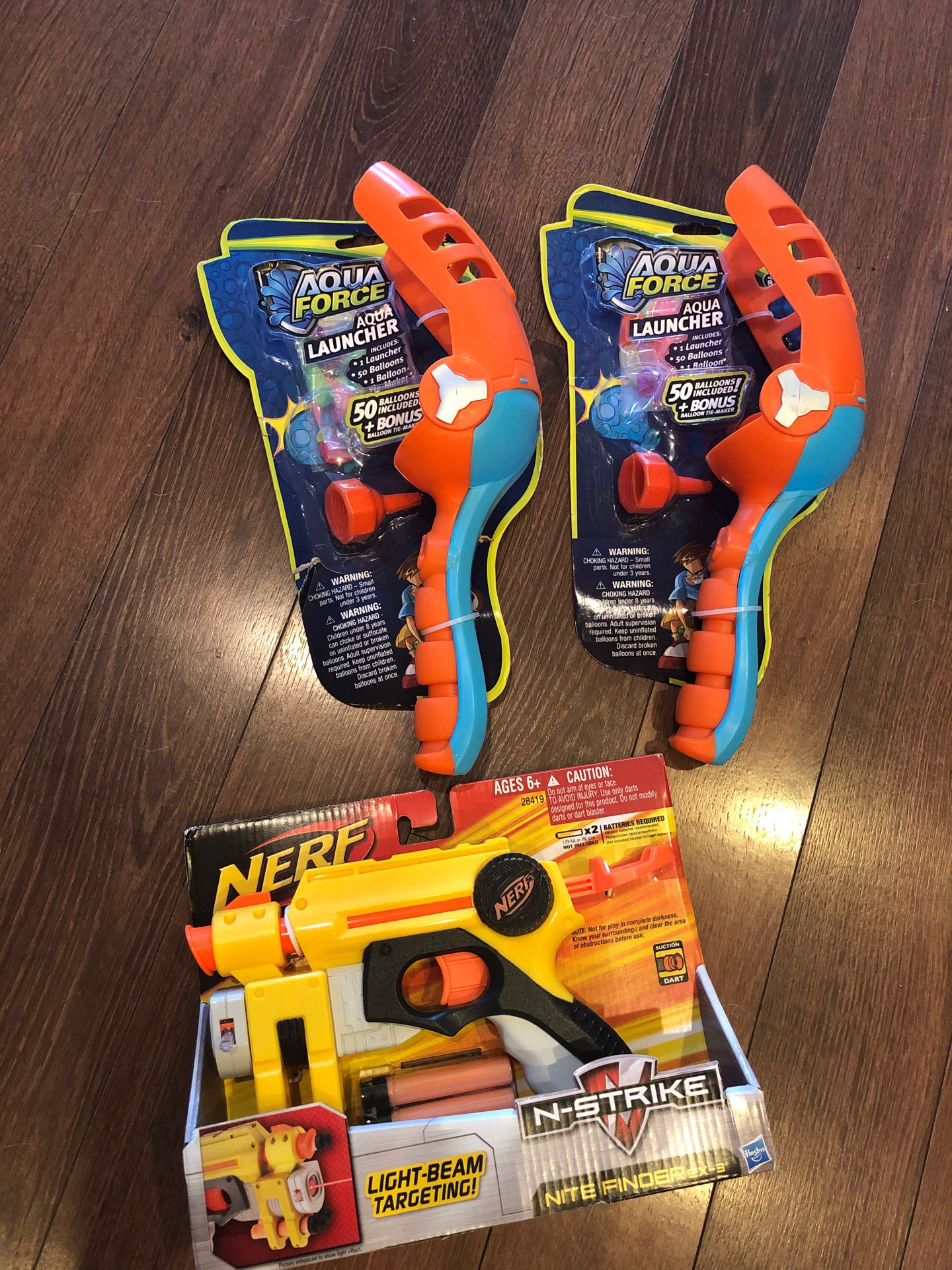 New Nerf gun n-strike and two water balloon launchers