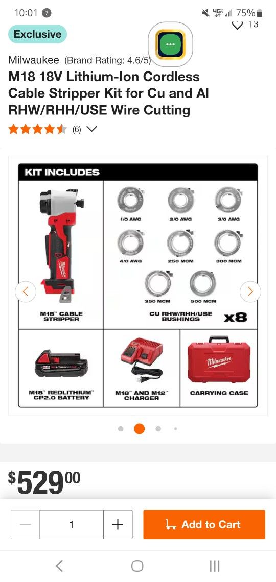 Milwaukee Cable Stripper Kit for Copper & Aluminum RHW/RHH/USE Wire Cutting m18 2935x-21