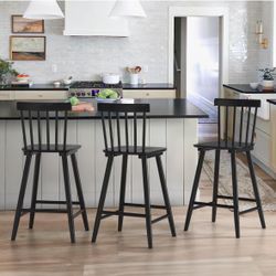 Black Windsor Wooden 24 Inch Bar stool