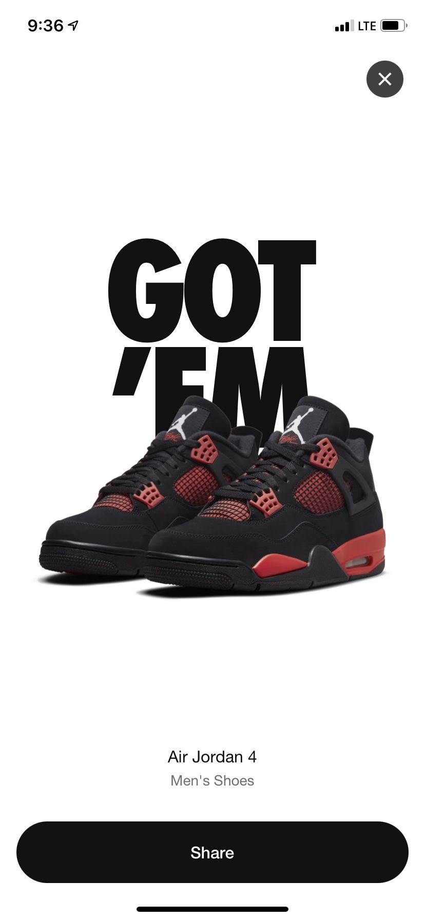 Air Jordan 4 Red Thunder ! Size 11.5