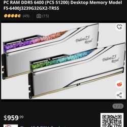 G.SKILL Trident Z5 Royal Series DDR5 RAM (Intel XMP 3.0) 48GB (2x24GB) 8000MT/s CL40-48-48-128 1.35V
