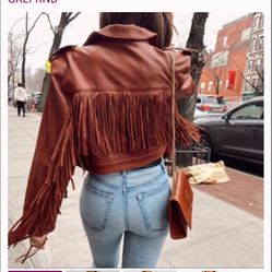  GRLFRND NWT Sadie Leather Fringe Jacket 