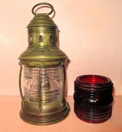 Vintage PERKO Solid Brass Marine Nautical Anchor Lantern extra Fresnel