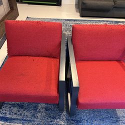 Two CB2 Specs Chair in Chilli Red