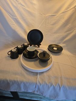 Vintage Mid-Century Modern Block Bidasoa "España Noche" Coffee/Tea Set (10 Pcs)