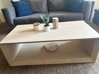 Light Wood Coffee Table with Open Shelf