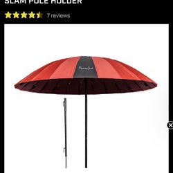 8 ' Red Pipeliners Cloud Umbrella and Slam Pole Holder 