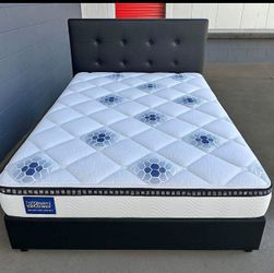 Full size bed frame with sets 10 ”Thick brand new( box spring included ) delivery available