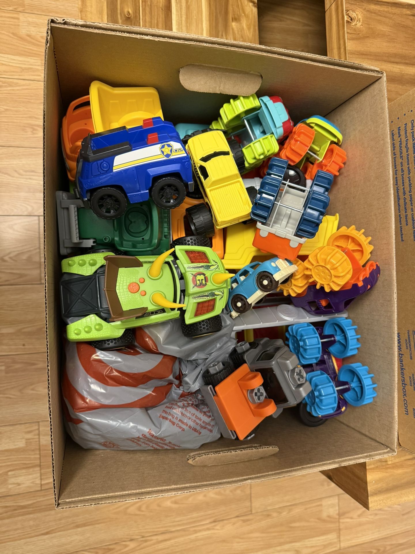 Box of Kids Toy Cars, Mixed of Different Kid of Vehicles, All Working and Clean