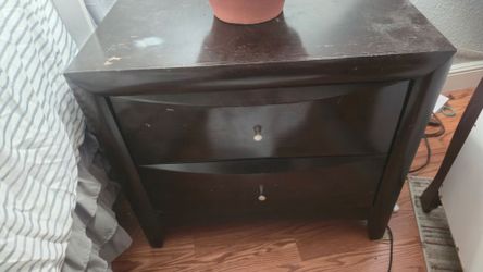 Dark Brown 2-Drawer Nightstand