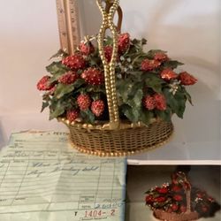 Jane Hutchison Jeweled Enameled  1975 Strawberry Basket.