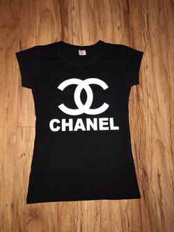 BLACK High quality CHANEL T-shirt Logo Shirt - S size $35 for Sale