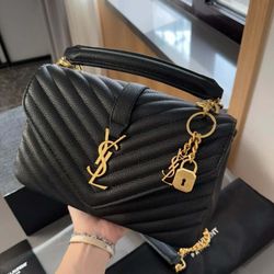 Ysl Grain De Poudre Matelasse Chevron Monogram Monochrome Envelope Chain Wallet Black byC