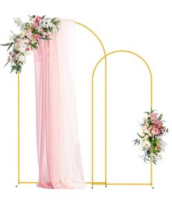 Wedding Arch Backdrop Stand 7.2FT,6FT Gold Metal Arch Stand Set