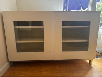 White sideboard with glass doors