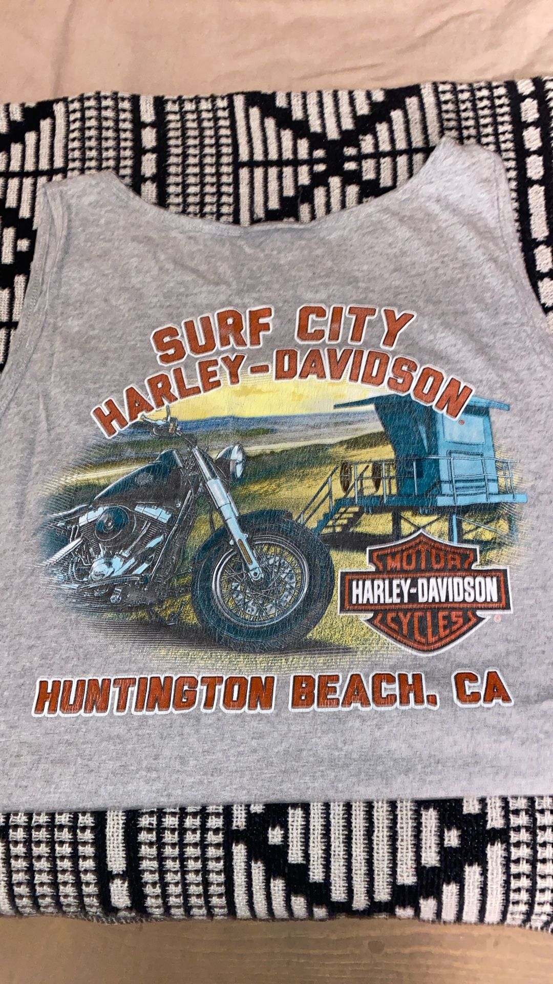 HARLEY DAVIDSON GREY TANK TOP MENS HUNTINGTON BEACH, CA