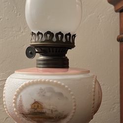 Vintage Hand Painted Oil Lamp 