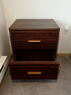 19" W Bedside Table with Storage Drawers (Set of 2)