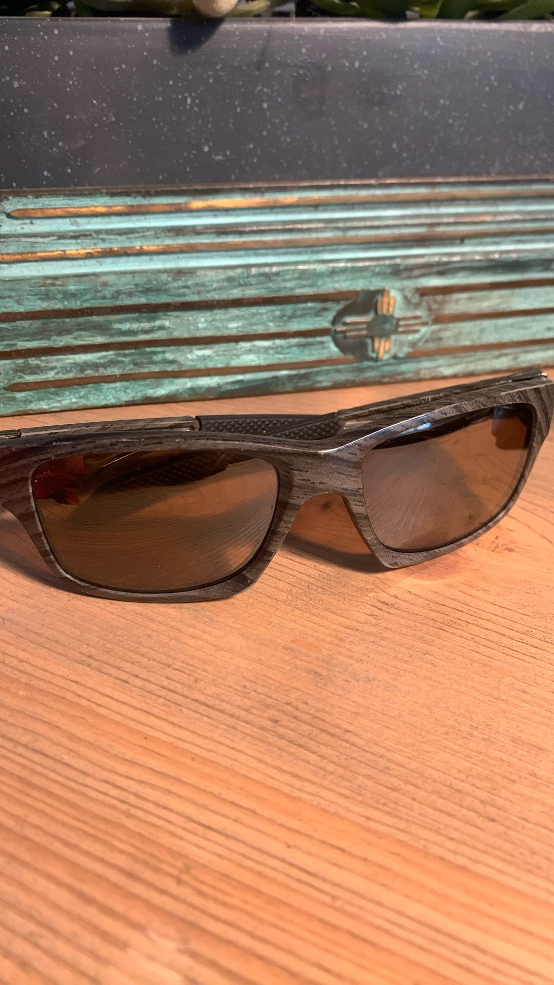 Oakley Jupiter Wood Grain Sunglasses Polarized