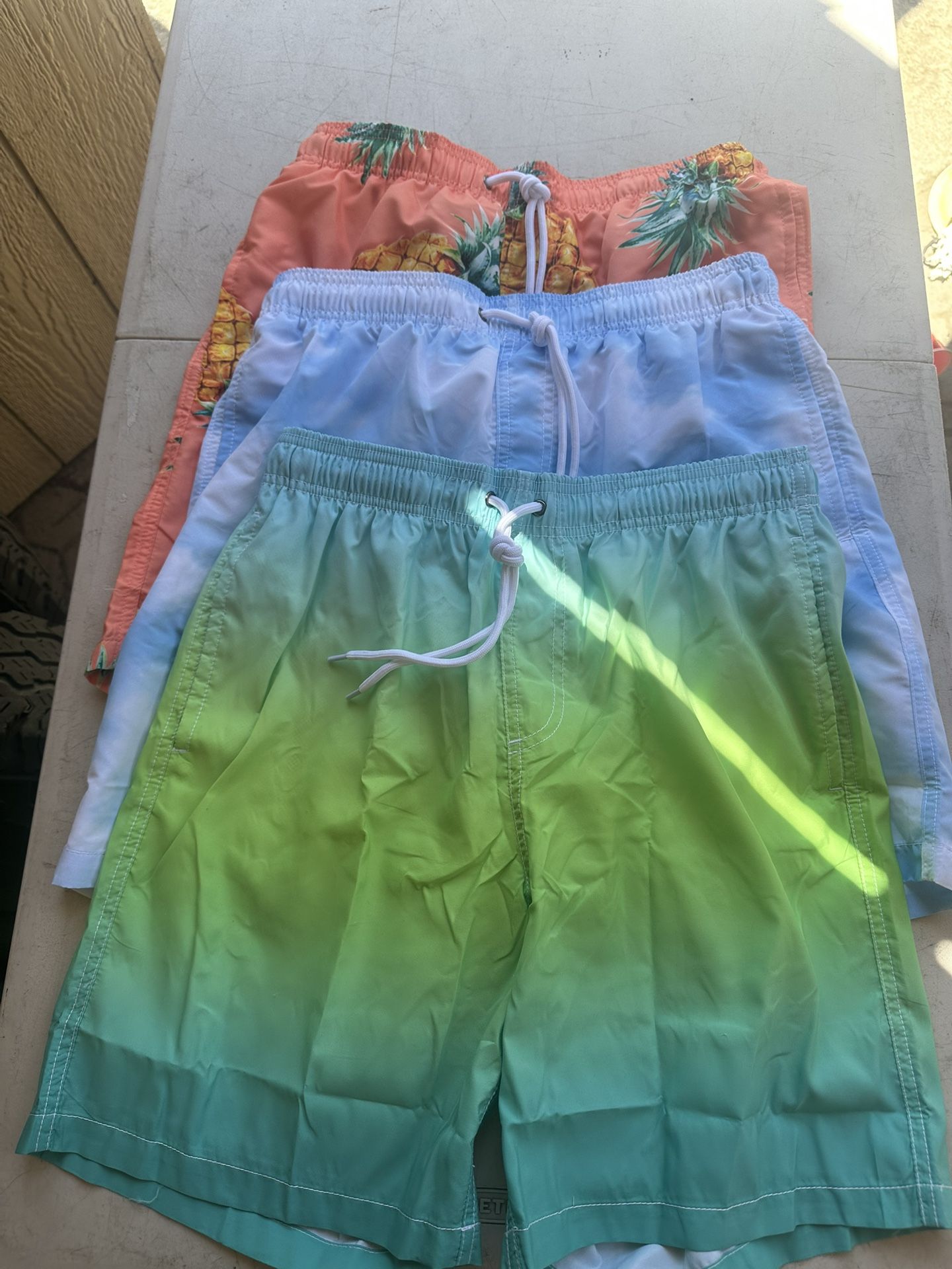 3 Pk Men's Assorted Swim Trunks with Drawstring Waist Tropical Shorts New Sz M