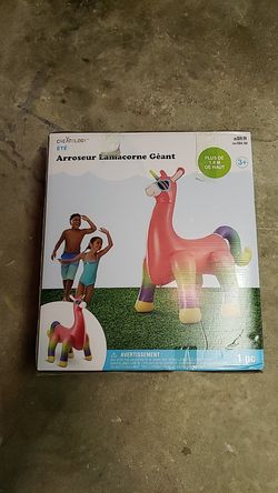 Giant inflatable llama-unicorn sprinkler