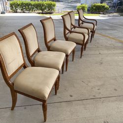 6 Oak Vintage French provincial upholstered chairs 