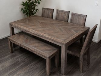 Dining rooms table with bench 4 chairs