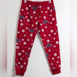 Disney Stitch Women's Christmas Holiday Red Sweatpants Joggers 