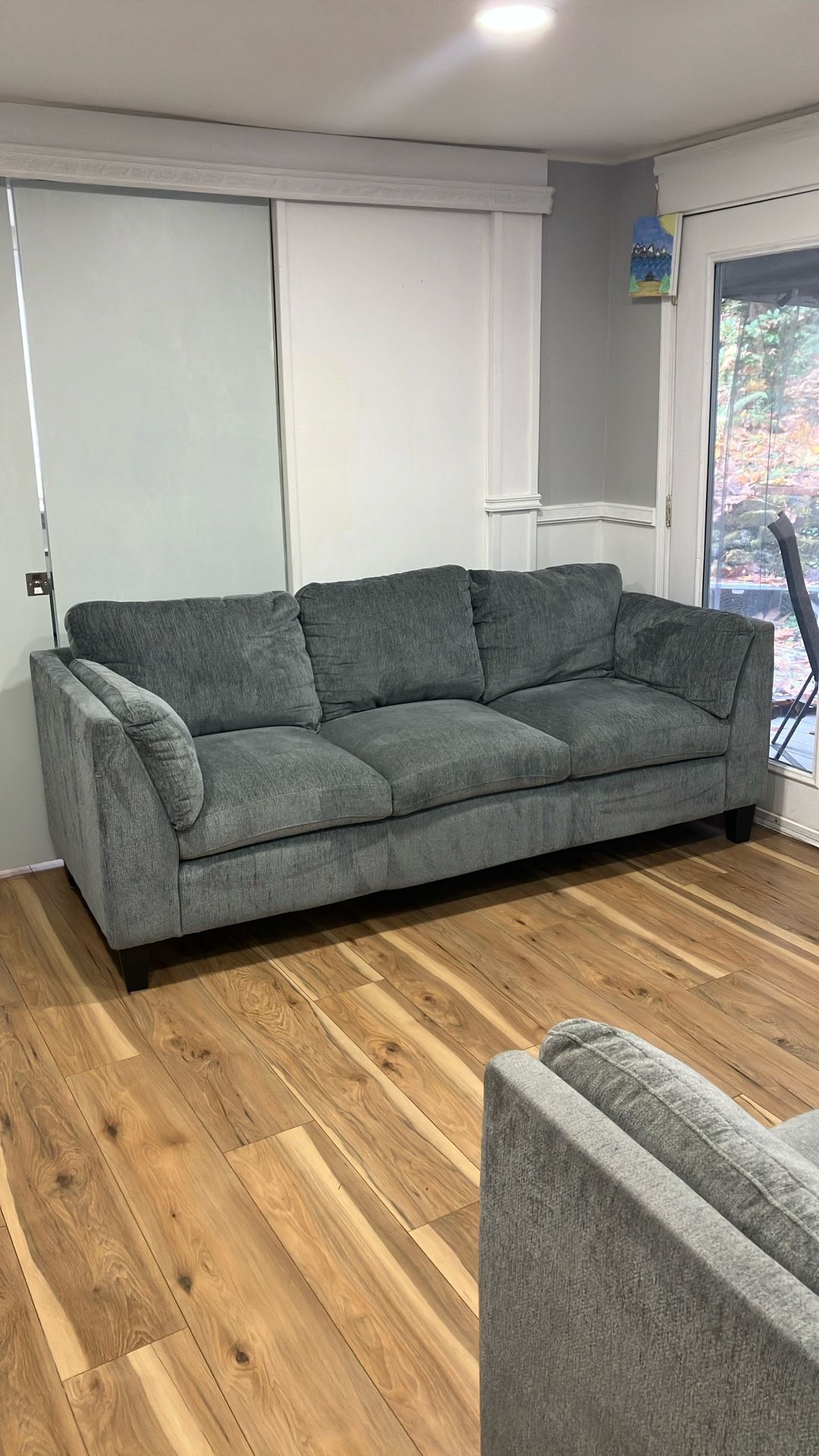 Sofa & Loveseat (Grey, Fabric)