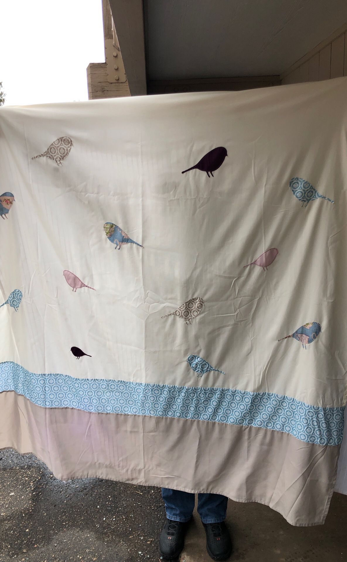 Bird cloth shower curtain with hooks