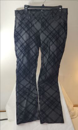 Black Gray Plaid Flare Pants