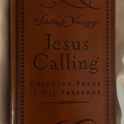 Jesus Calling, Large Text Brown Leathersoft, with Full Scriptures: Enjoying Peace in His Presence