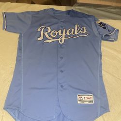 Authentic Kansas City Royals Majestic Jersey Clean Men 46 Blue USA Flex Base MLB